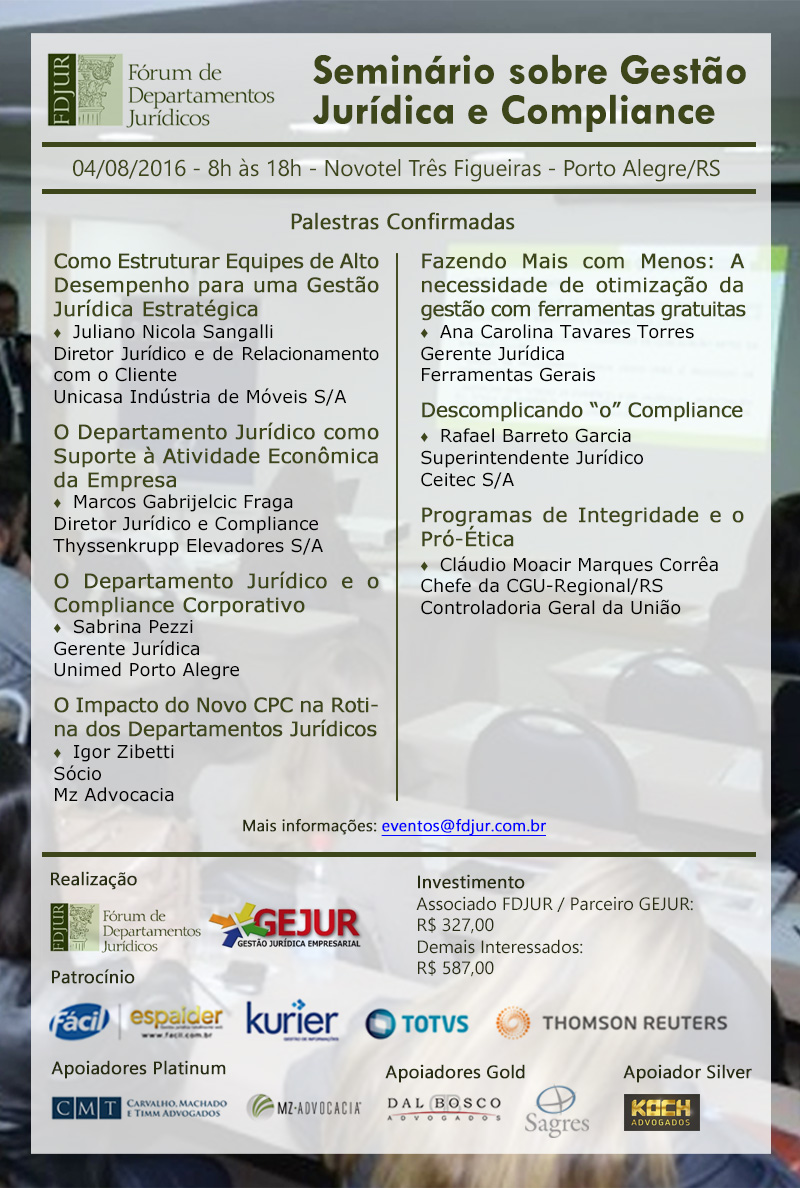 Sócio do MZ Advocacia, Igor Zibetti, proferirá palestra no VII Seminário sobre Gestão Jurídica e Compliance